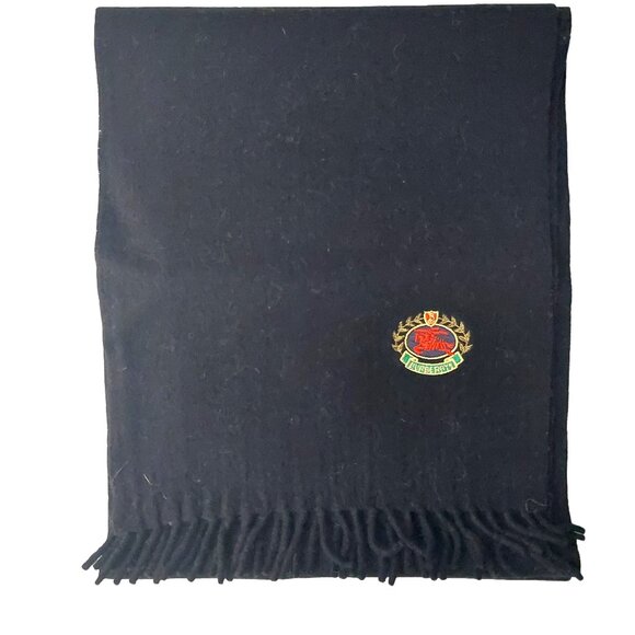 Vintage Burberry Solid Black Embroidered Prorsum Logo Scarf Scarves - Picture 1 of 5